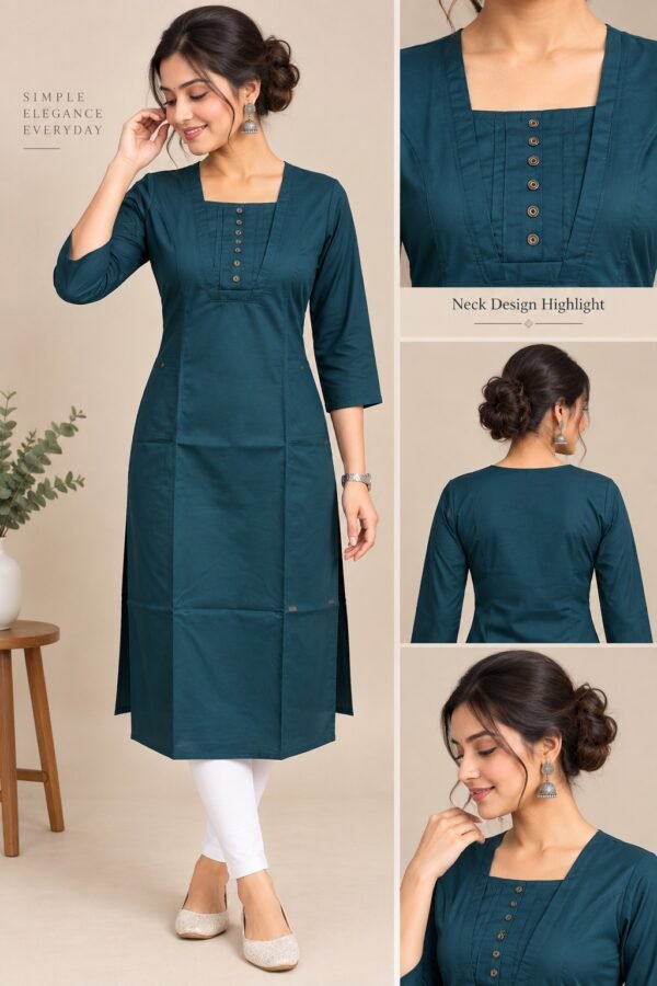 Women’s  Cotton Straight Kurti plain