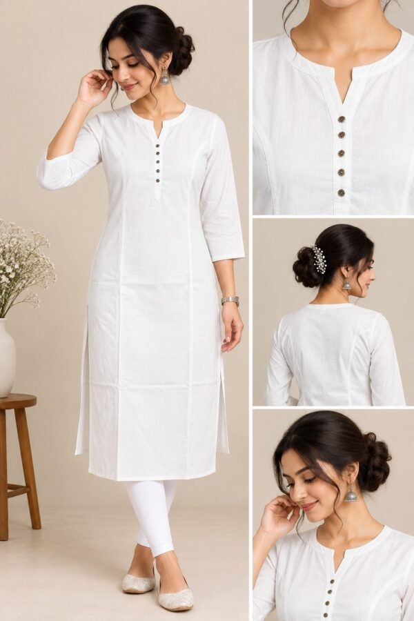Women’s  Cotton Straight Kurti White