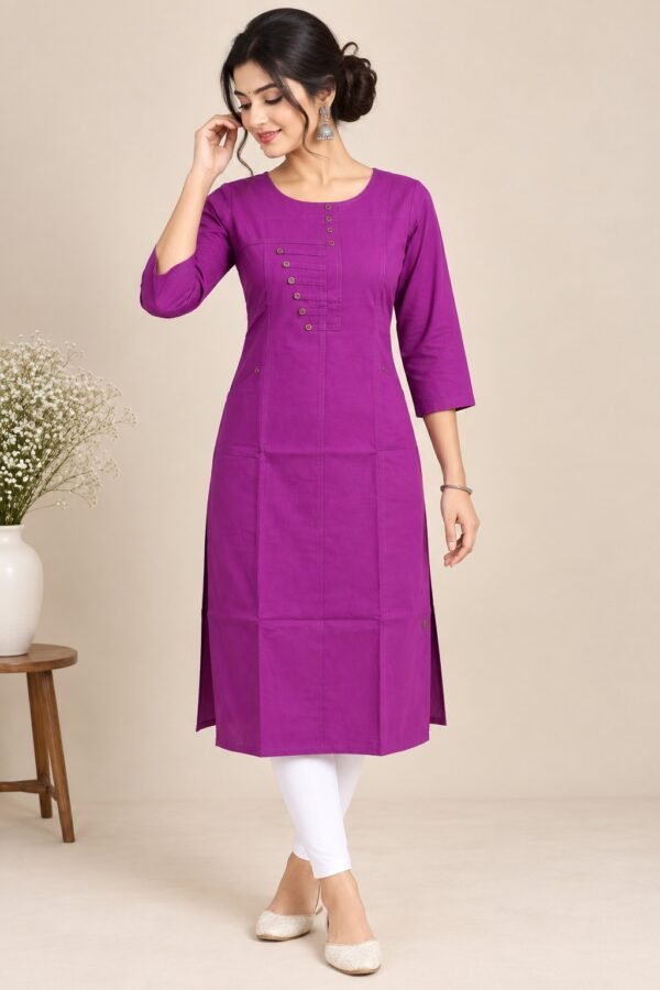 Women’s  Cotton Kurti Gray nk stitch details