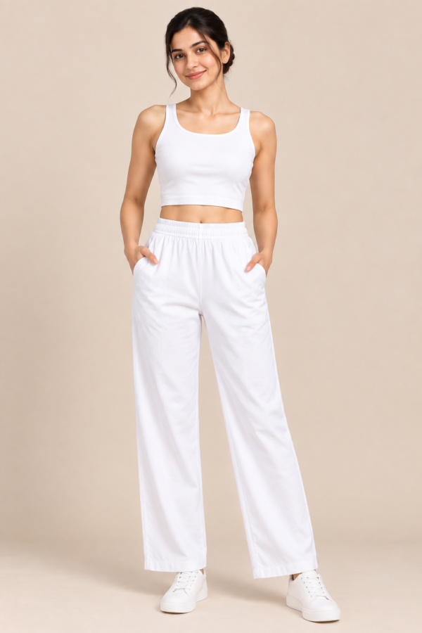 Women’s White plazzo Cotton Pant (only)