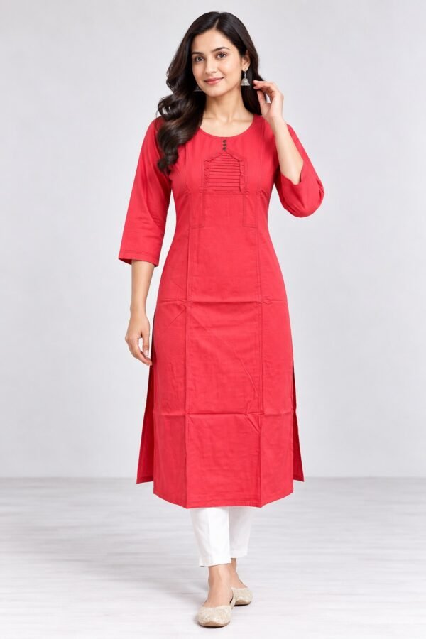 DB6023 Women’s  Cotton Kurti Front Yoke Frill